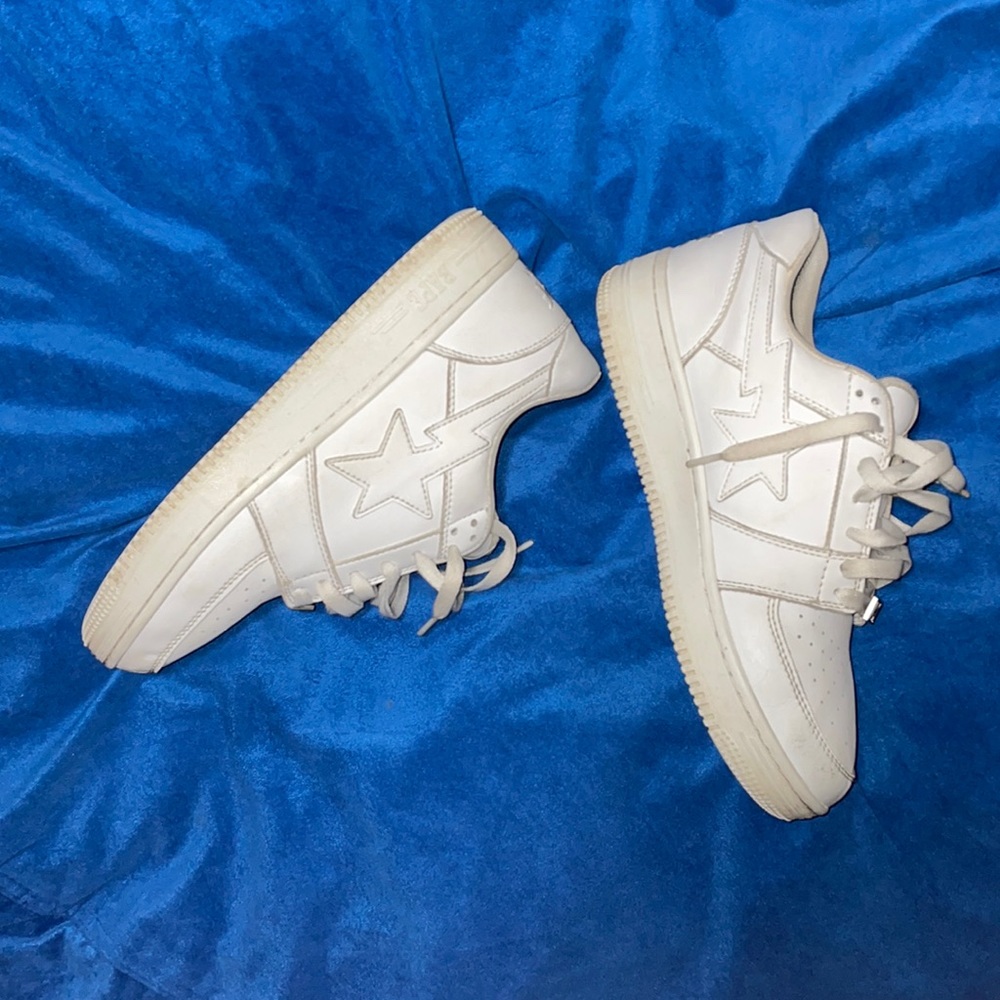 white leather bapesta low (used)